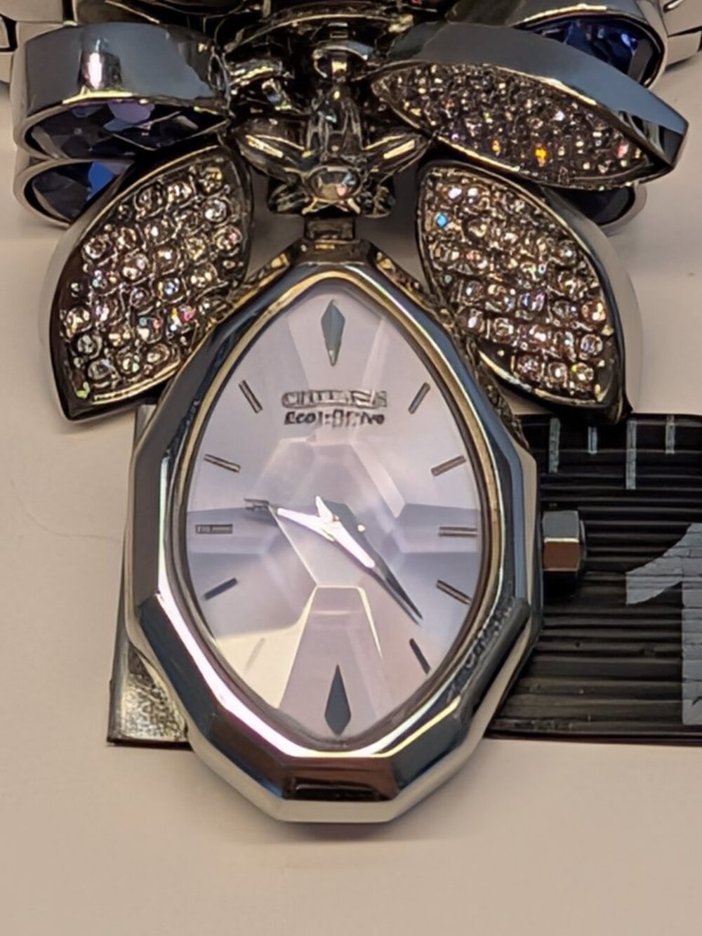 Citizen EcoDrive Lobella Crystal Flower Watch Sterling Silver Purple Face 550371 - Picture 15 of 16